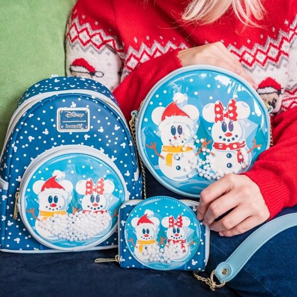 🎊Loungefly Minnie & Mickey Snow Globe mini backpack - Picture 8 of 9